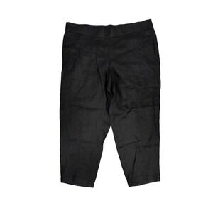 NWT EILEEN FISHER Organic Linen Black Ankle Pant, Sz. L $178